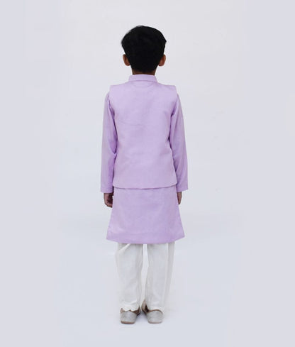 Lilac Embroidery Jacket with Kurta Pant for Boys