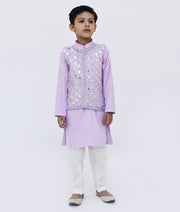 Lilac Embroidery Jacket with Kurta Pant for Boys