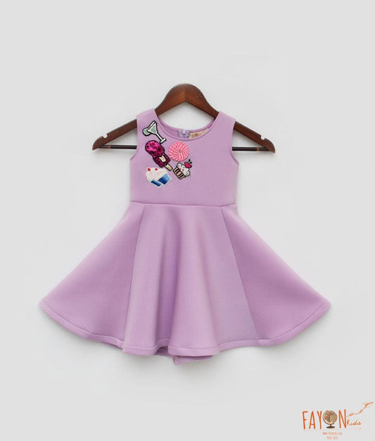 Fayon Kids Lilac Lycra Dress for Girls