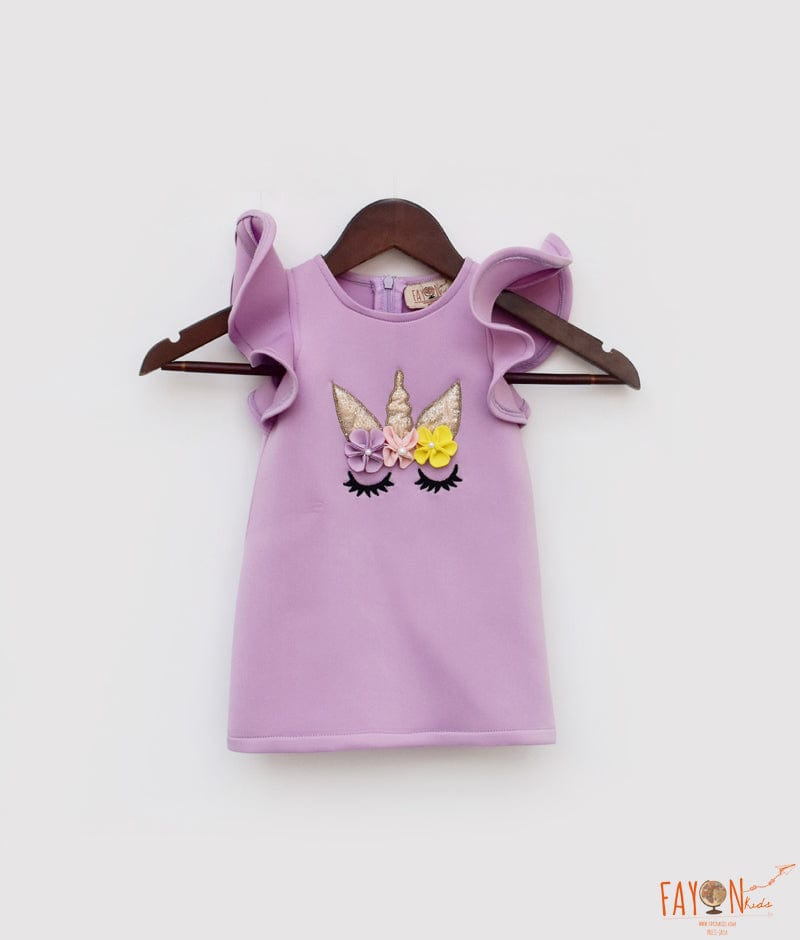 Lilac Neoprene Unicorn Dress for Girls