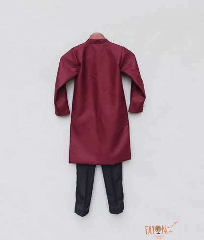 Fayon Kids Maroon Ajkan with Pant for Boys