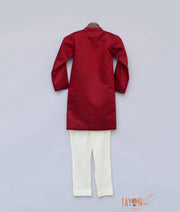 Maroon Embroidery Achkan with Chudidar for Boys