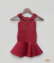 Fayon Kids Maroon Fish Cut Dress for Girls