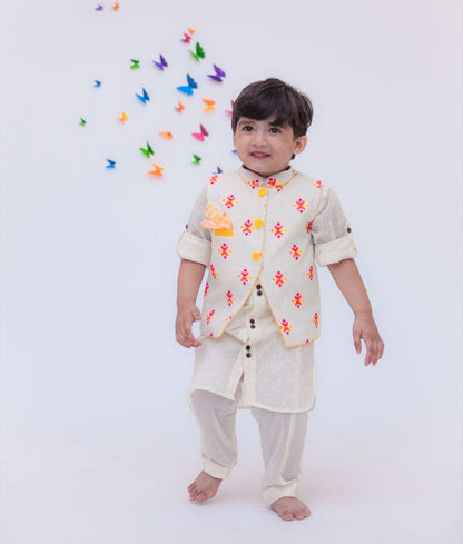 Fayon Kids Multi Colour Booti Nehru Jacket with Kurta Pant for Boys