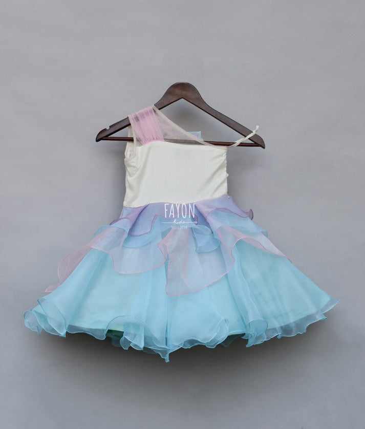 Multi Colour Organza Unicorn Frock for Girls
