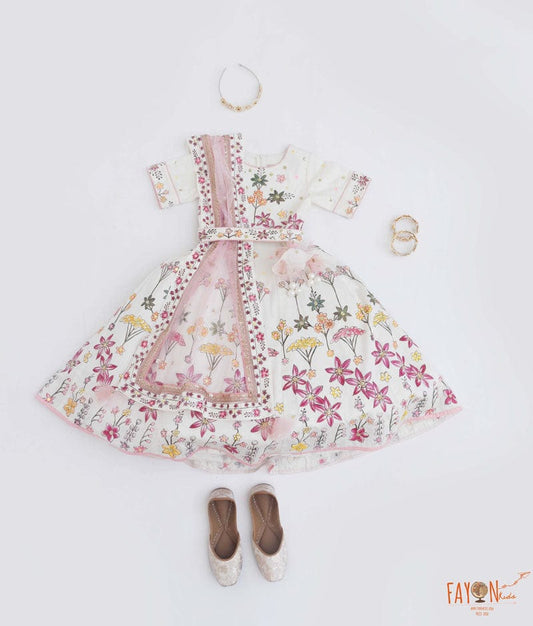 Fayon Kids Off white Anarkali for Girls