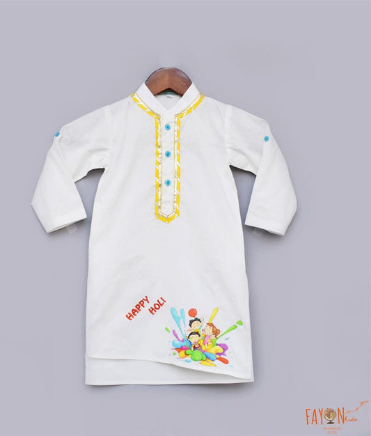 Fayon Kids Off white Holi Kurta for Boys