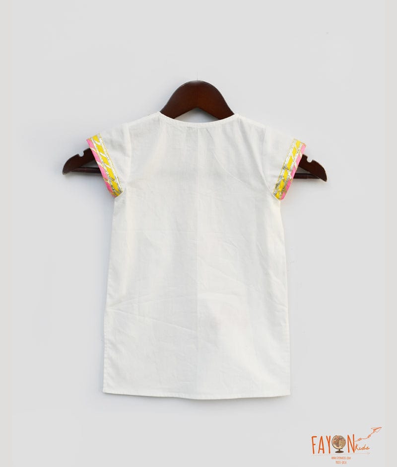 Fayon Kids Off white Holi Kurti for Girls