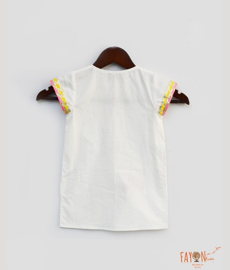 Fayon Kids Off white Holi Kurti for Girls