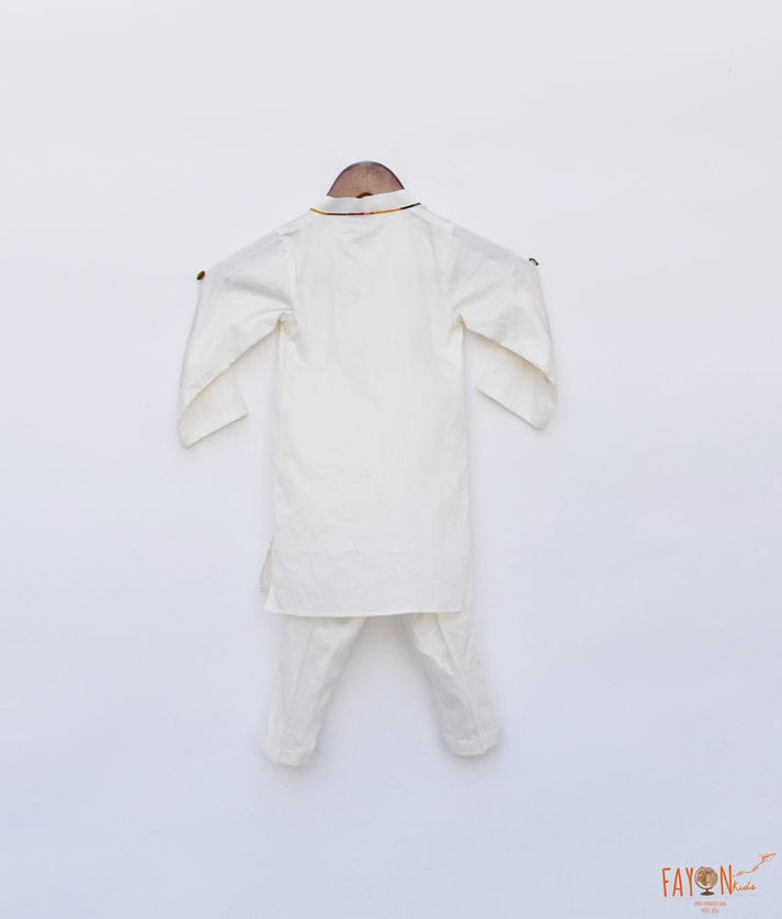 Coral Lehriya Kurta with Pant for Boys