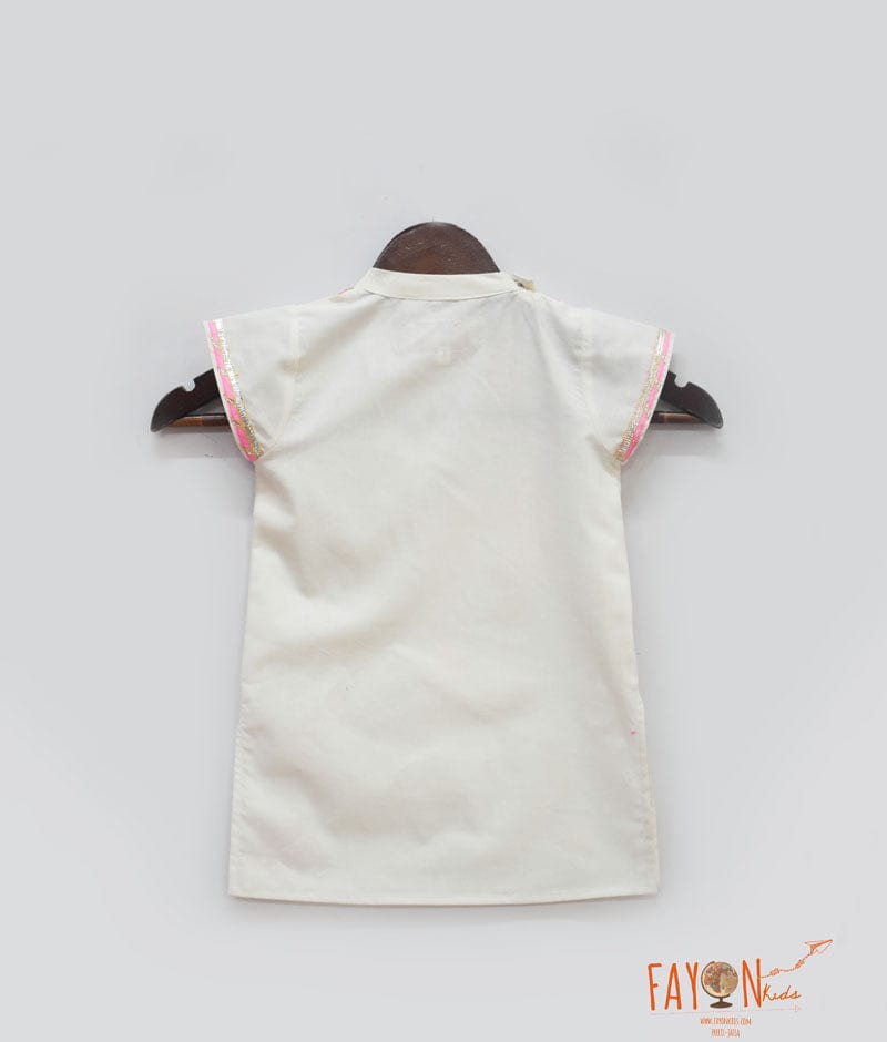 Fayon Kids Off white Kurti with Multi Color Splashes for Girls