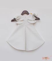 Off white Neoprene Dress with Multi Colour Flowers for Girls