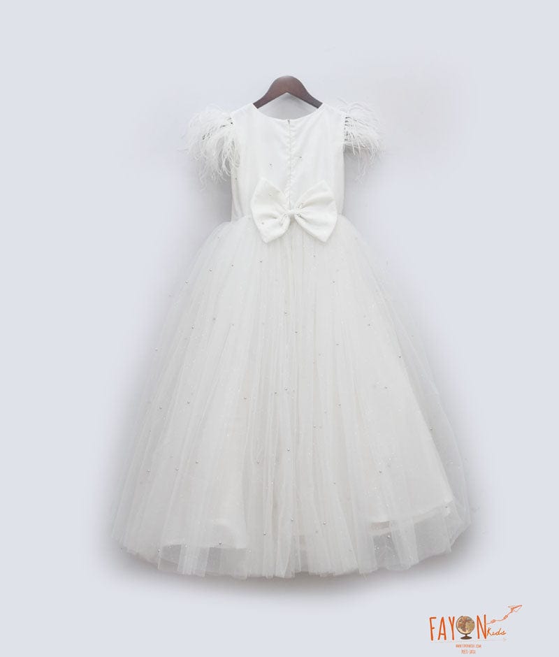Fayon Kids Off white Net Gown for Girls