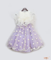 Off white Organza Lilac Mirror Boti Lehenga with Choli for Girls