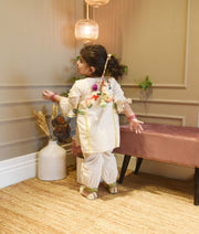 Off white Self Kurti and Salwar for Girls