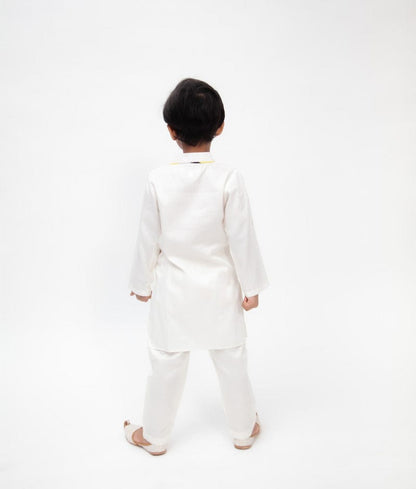 Off white Silk Kurta with Pant for Boys