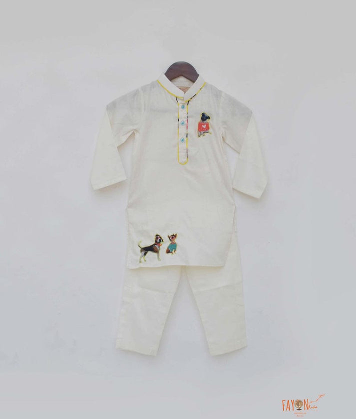 Off white Silk Kurta with Pant for Boys