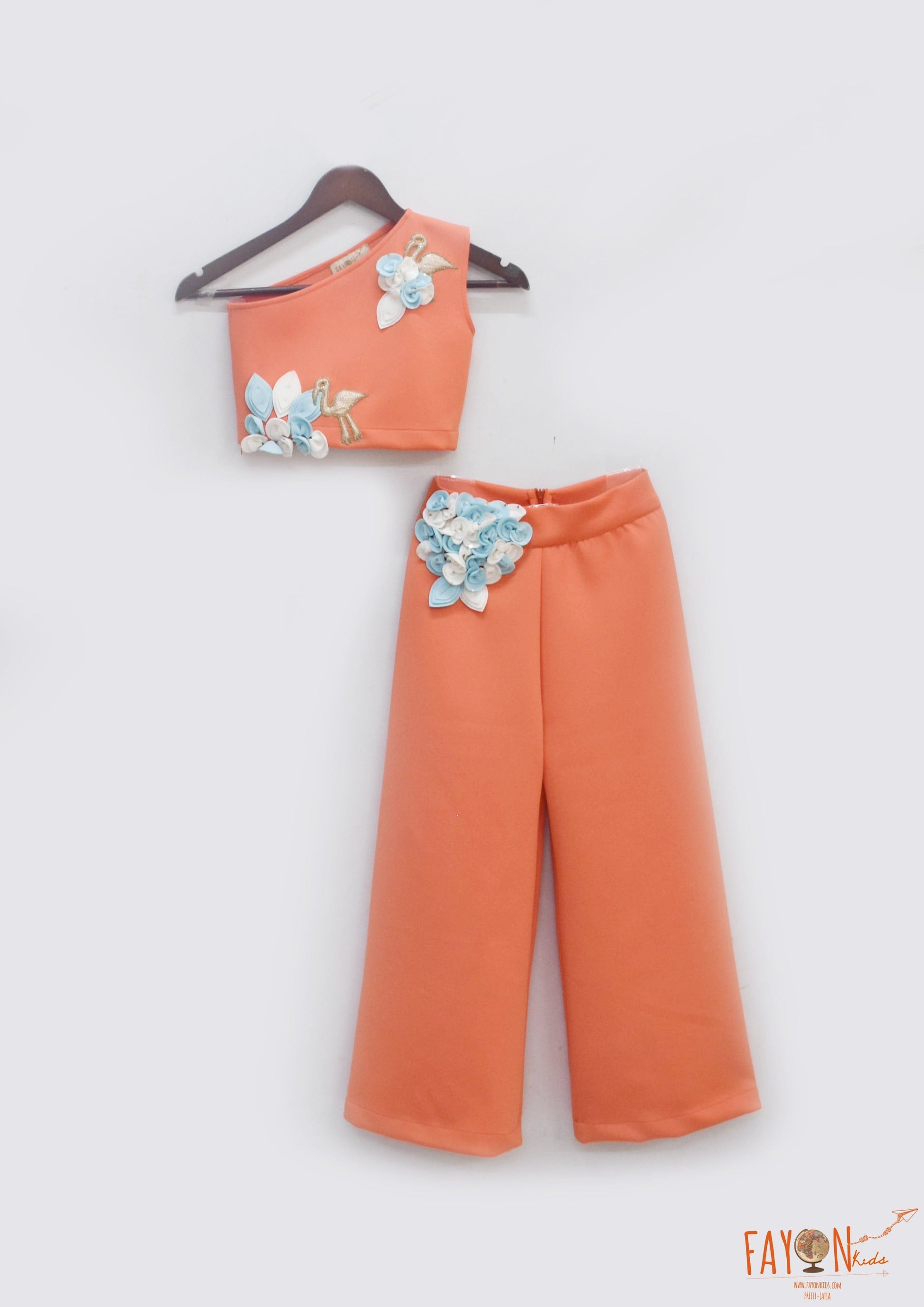 Fayon Kids Orange Neoprene with Top and Pant for Girls