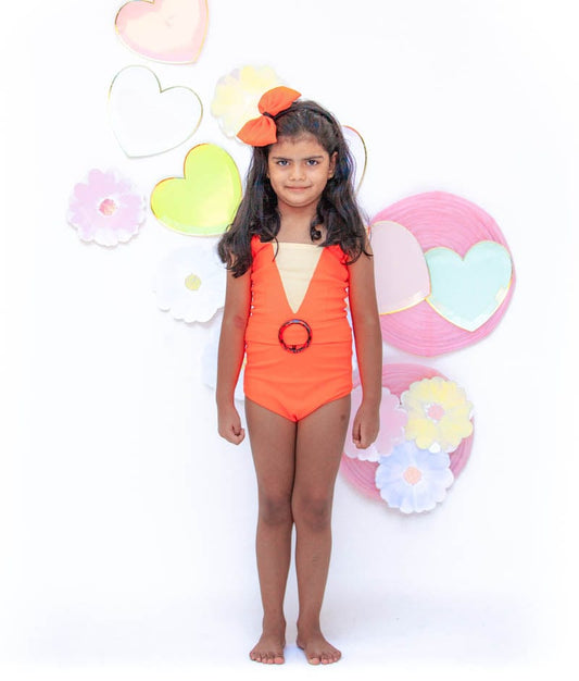 Fayon Kids Orange Swim Wear for Girls