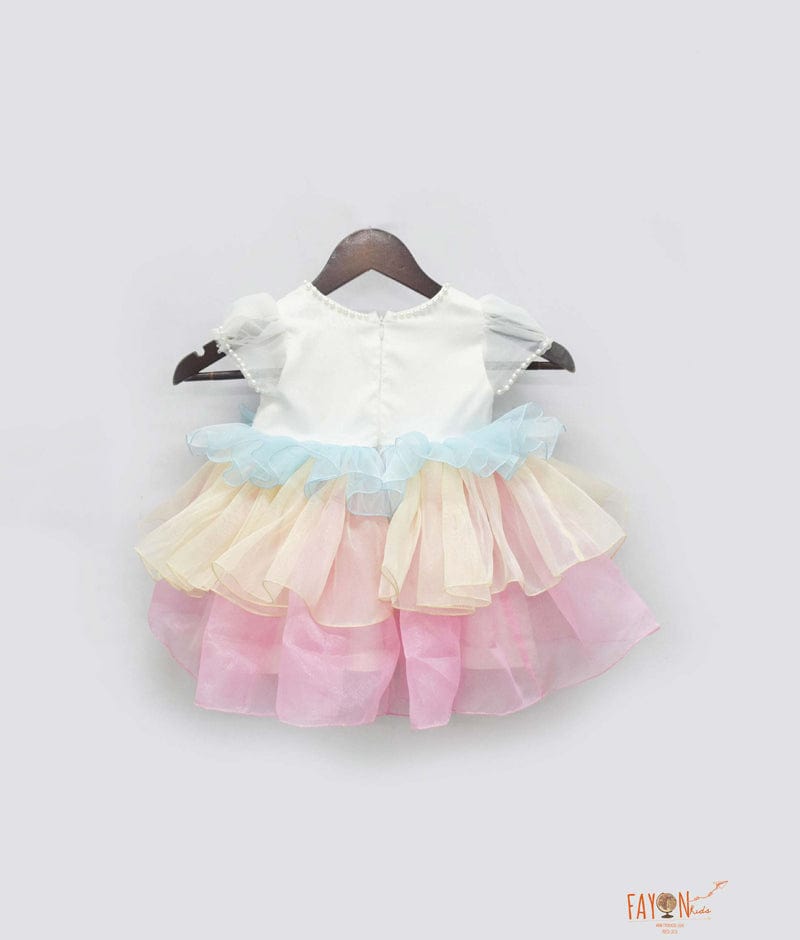Fayon Kids Organza Frock with Fruits Motif for Girls