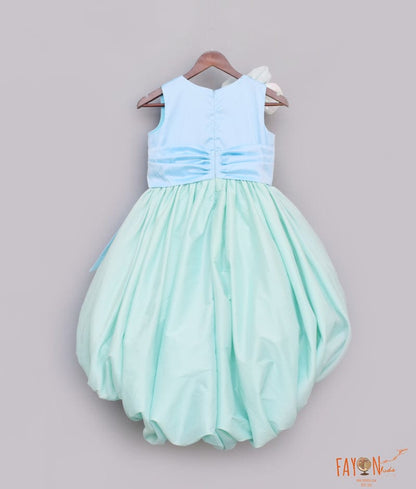 Fayon Kids Pastel Blue Sea Green Gown for Girls