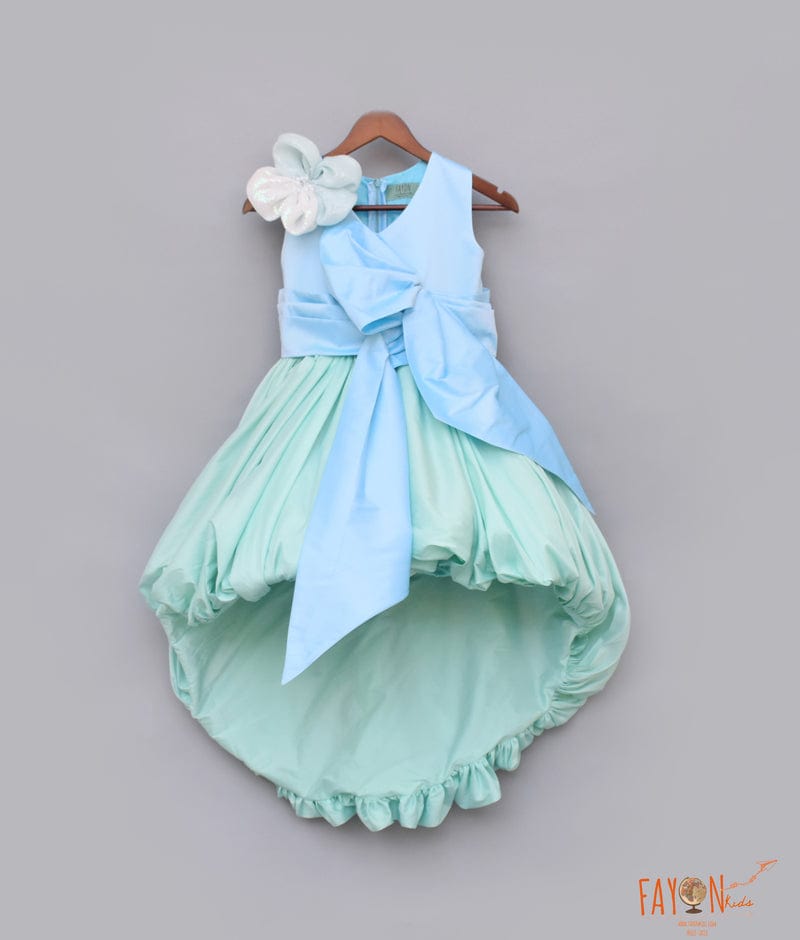 Fayon Kids Pastel Blue Sea Green Gown for Girls