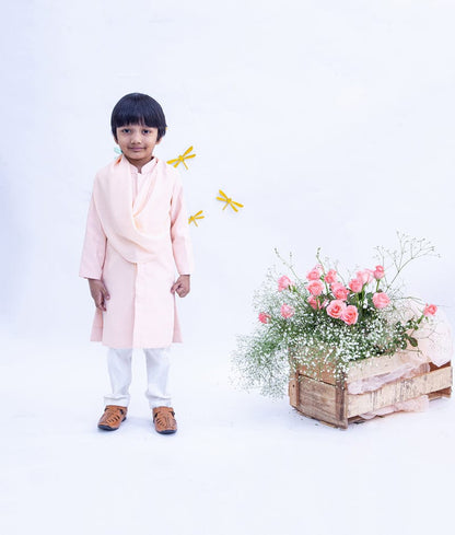 Fayon Kids Peach Ajkan with Chudidar for Boys