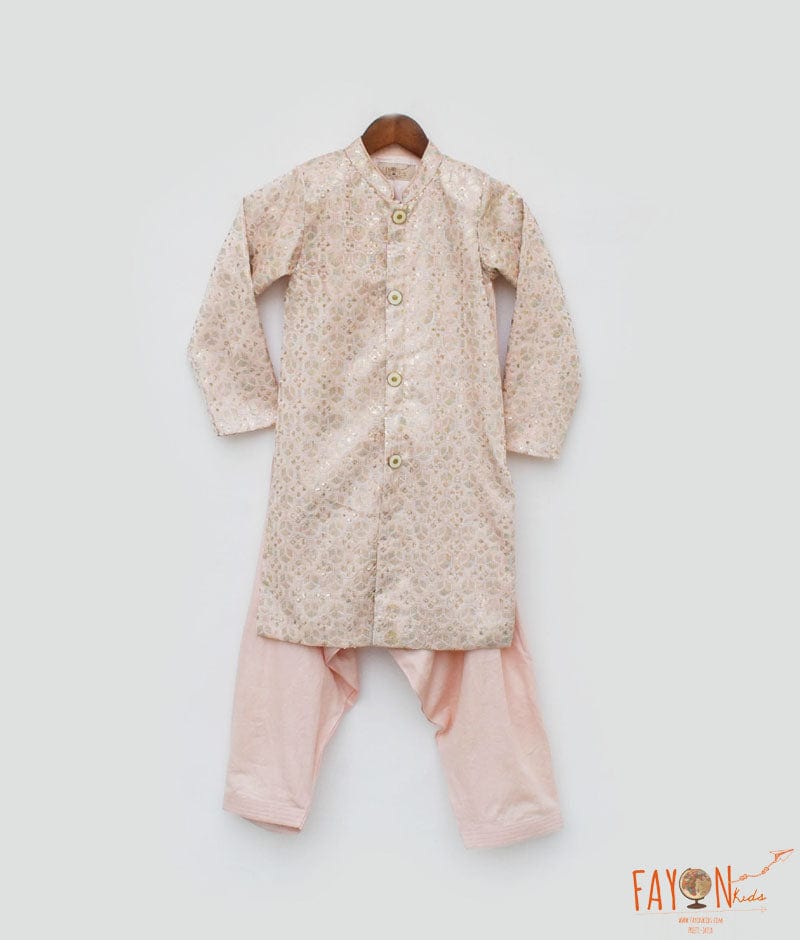 Peach Embroidery Sherwani and Peach Salwar for Boys