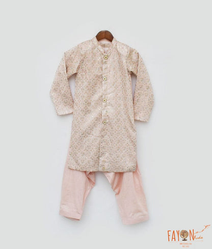 Peach Embroidery Sherwani and Peach Salwar for Boys