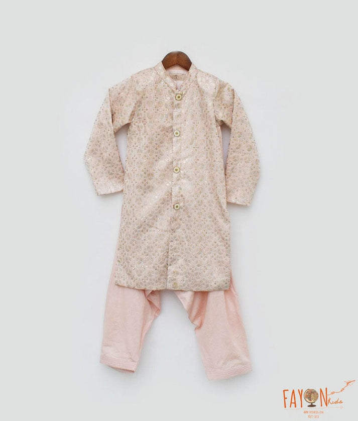 Peach Embroidery Sherwani and Peach Salwar for Boys