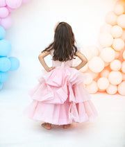 Peach Embroidery Net Gown for Girls