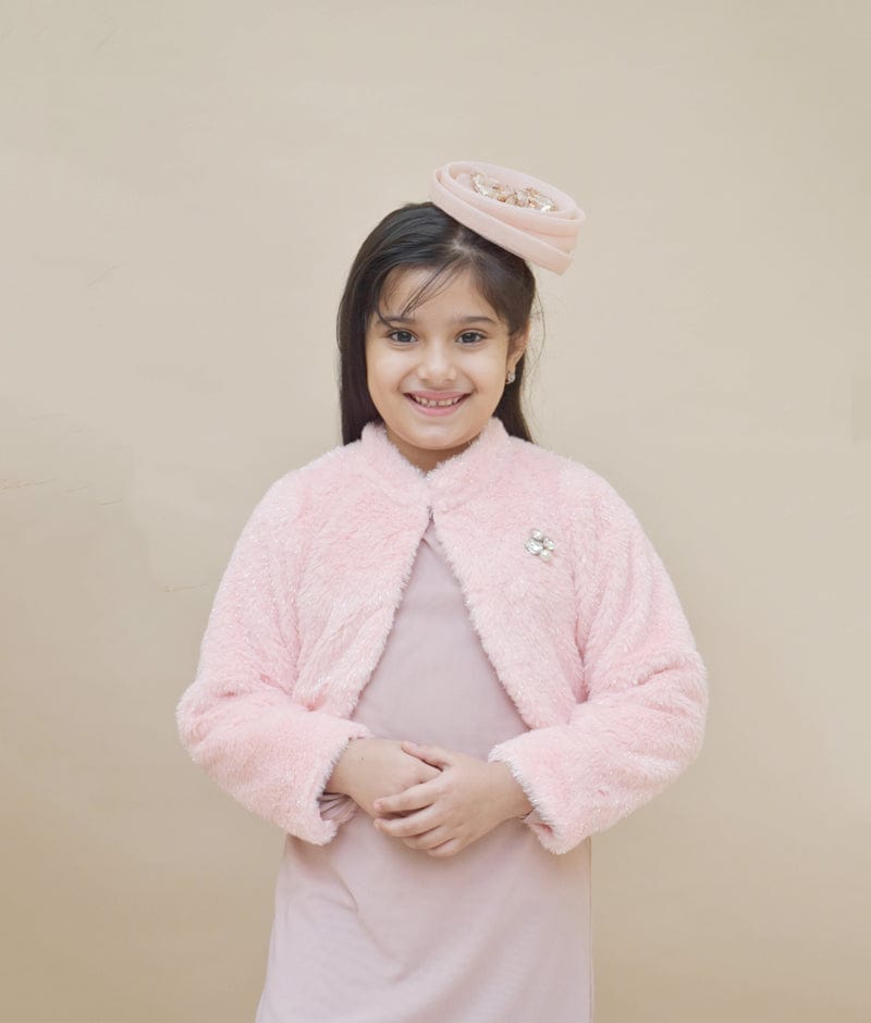 Peach Fur Jacket for Girls