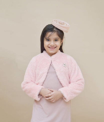 Peach Fur Jacket for Girls