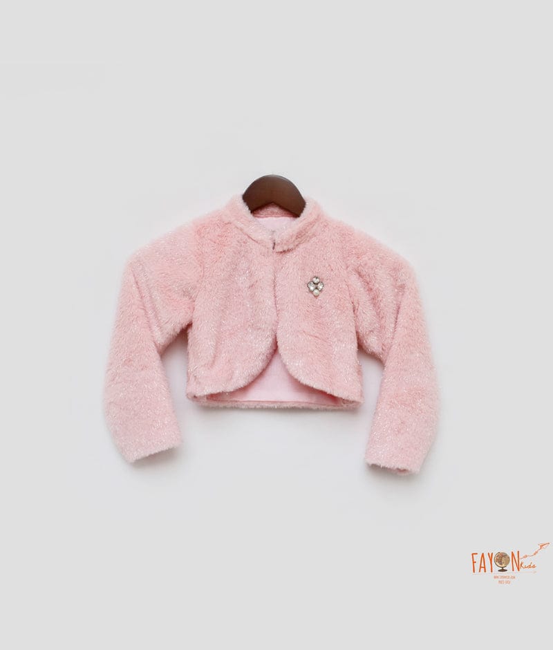 Peach Fur Jacket for Girls