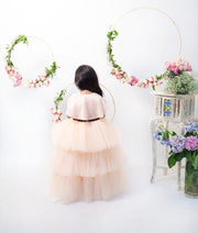 Peach Gown with Cape for Girls