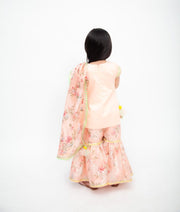 Peach Kurti with Kotta Print Sharara and Printed Kotta Dupatta for Girls
