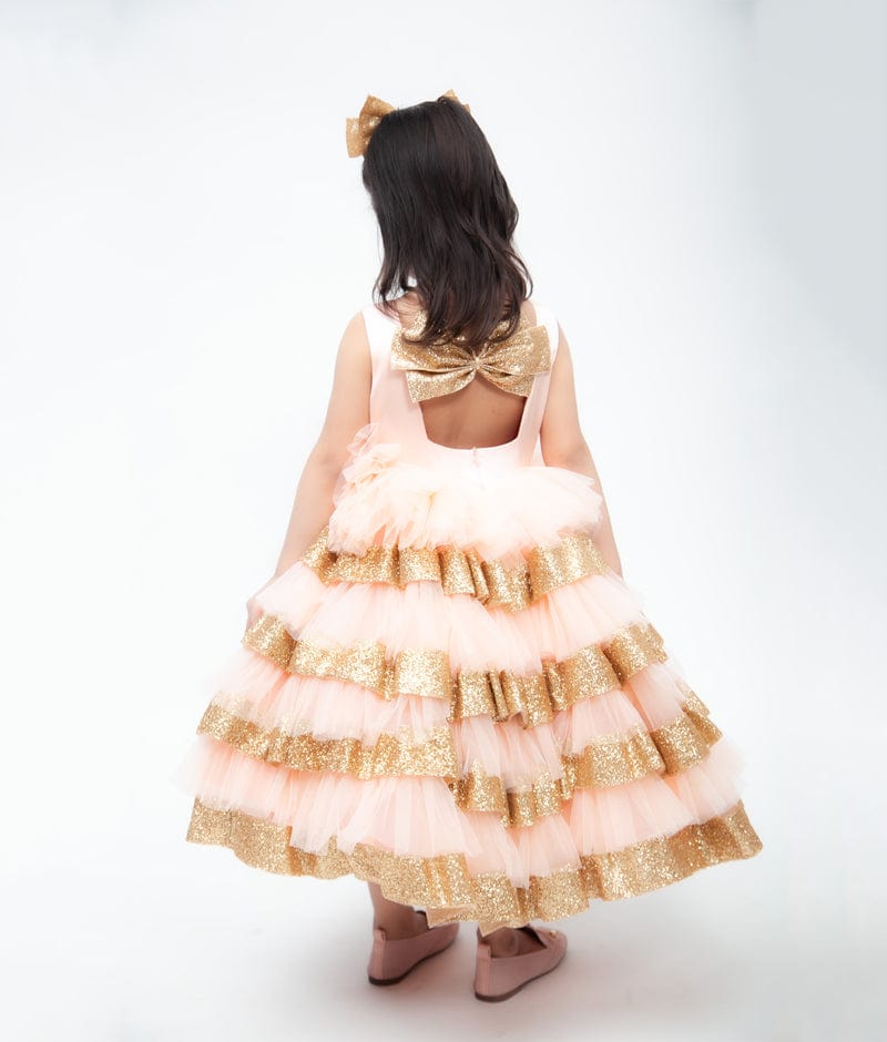 Fayon Kids Peach Net Dress for Girls