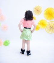 Peach Organza Sequins Dress for Girls