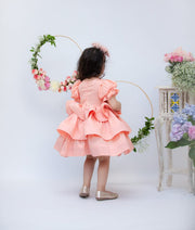 Peach Sequins Tassel Frock for Girls