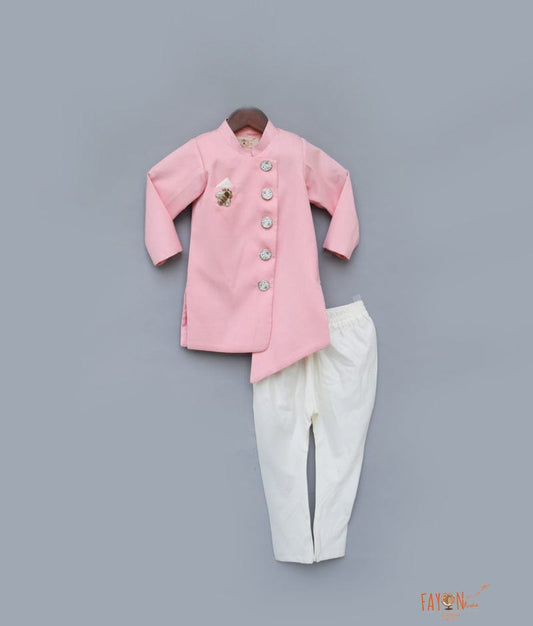 Fayon Kids Pink Ajkan with Off White Chudidar for Boys