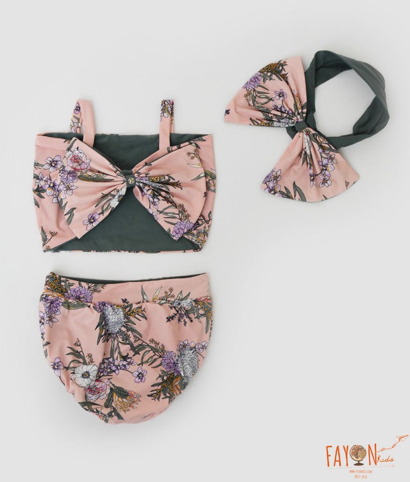 Pink and Green Print Swimwear for Girls
