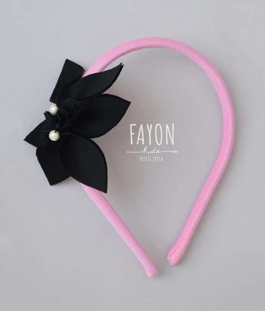 Fayon Kids Pink Black Lycra Hairband for Girls