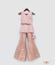 Pink Embroidery Kurti Pink Brocade Pant for Girls