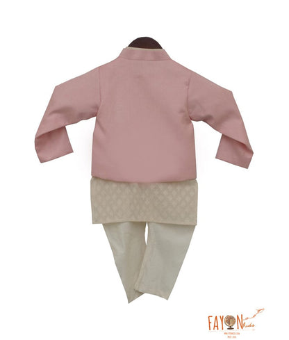 Fayon Kids Pink Embroidery Nehru Jacket with Kurta Chudidar for Boys