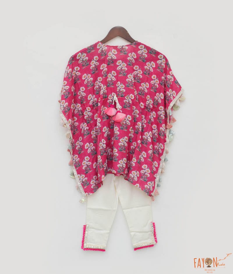 Fayon Kids Pink Floral Print Kaftan and Pant for Girls