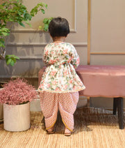 Pink Floral Print Peplum and Dhoti for Girls