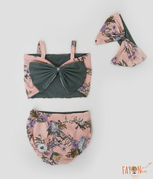 Pink Floral Print Swimwear for Girls