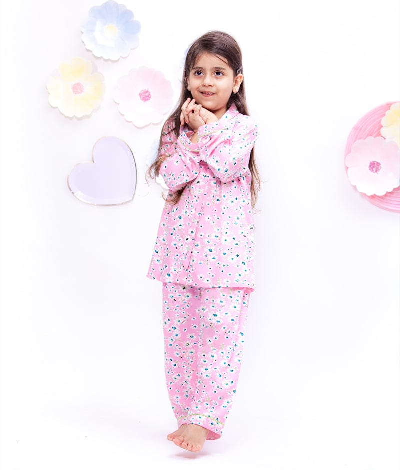 Fayon Kids Pink Floral Printed Shirt with Pajama for Girls