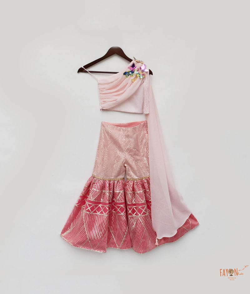 Pink Gota Sharara with Top for Girls