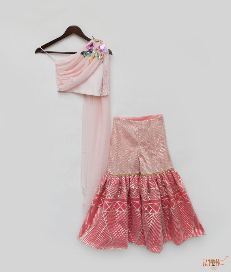 Pink Gota Sharara with Top for Girls